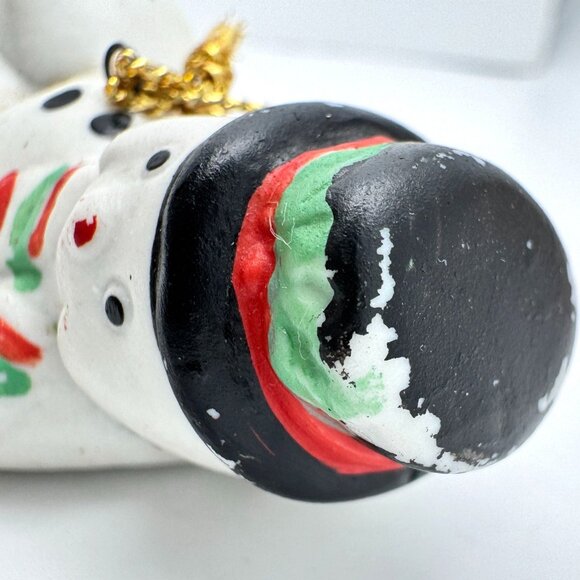 Set Of 3 Christmas SnowmanThemed Ornaments Resin Ceramic Paper Vintage - Picture 13 of 15